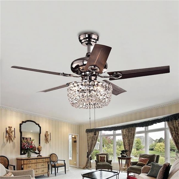 Warehouse Of Tiffany Warehouse of Tiffany CFL-8110 43 in. Angel 3-Light Indoor Hand Pull Chain Ceiling Fan; Brown CFL-8110 - main